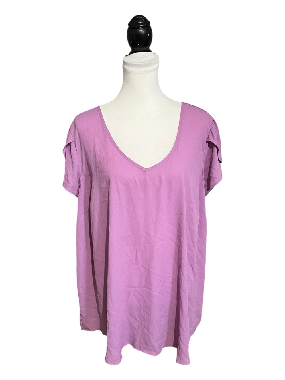 Torrid 3 Purple Women's Plus Size 3X Purple V-Neck Chiffon Semi Sheer Split Slvs